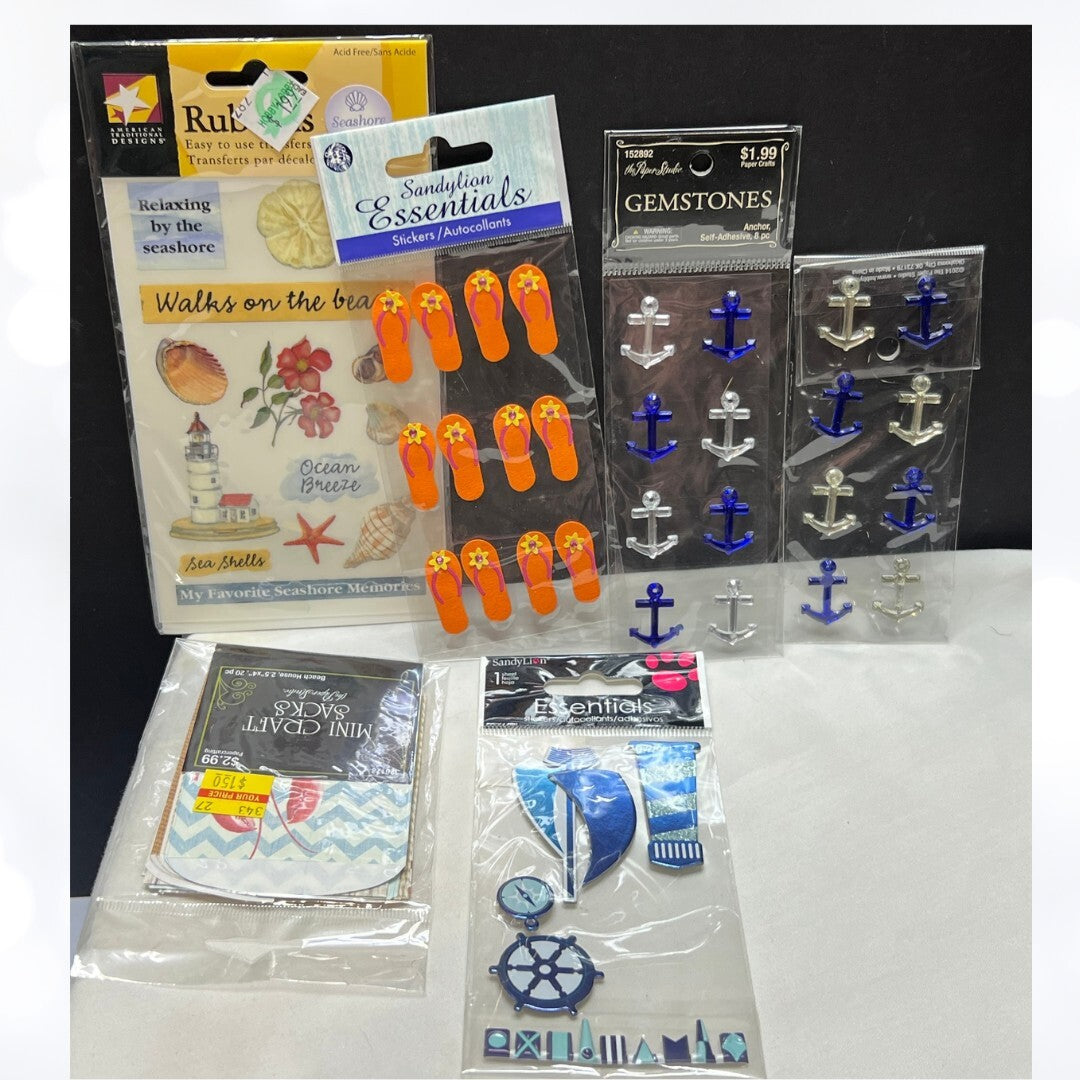 BEACH Vacation Ocean Craftin 3D Stickers Embellishments Lot of 30