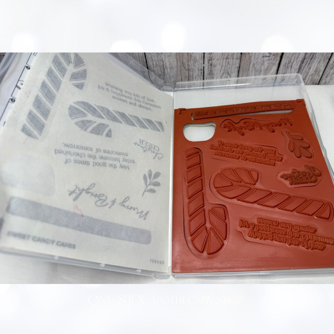 Stampin Up SWEET CANDY CANES Christmas Rubber Stamps Dies AS IS**