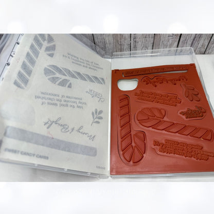 Stampin Up SWEET CANDY CANES Christmas Rubber Stamps Dies AS IS**