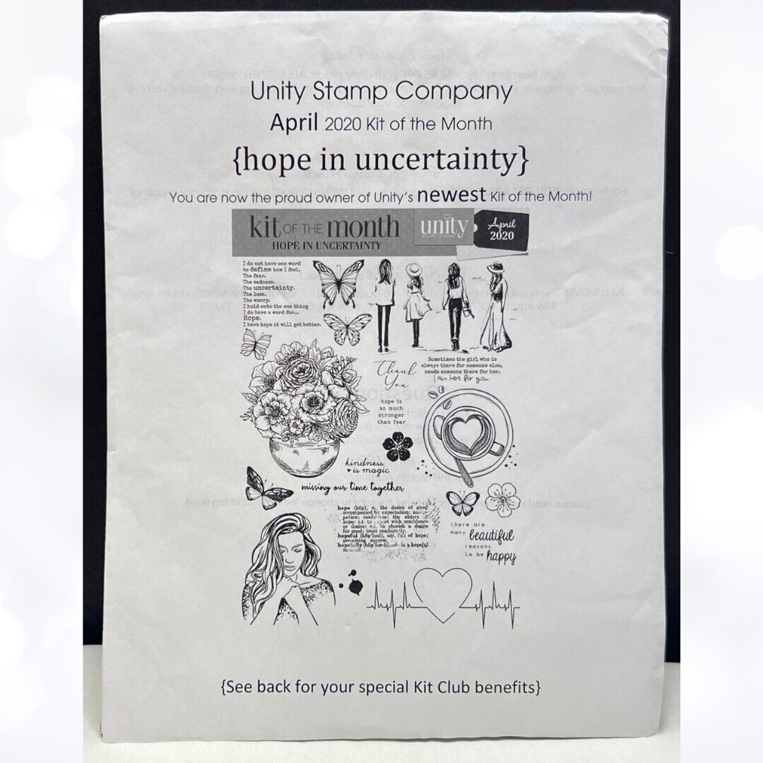 Unity Stamps HOPE IN UNCERTAINTY Rubber Stamps Kit of the Month April 2020