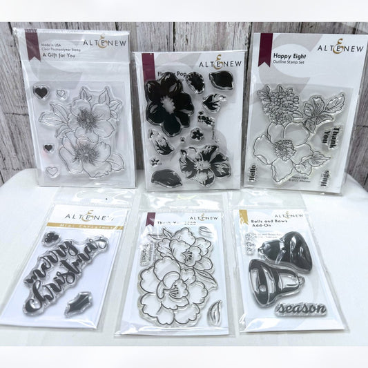 Altenew GIFT FLOWERS Floral Christmas Mini Rubber Stamps