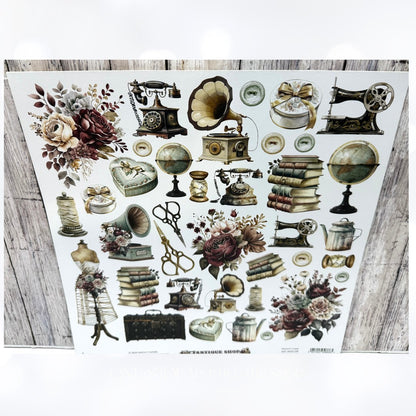 Mintay ANTIQUE SHOP 12x12 Paper Cardstock 6x6 Die Cuts Kit