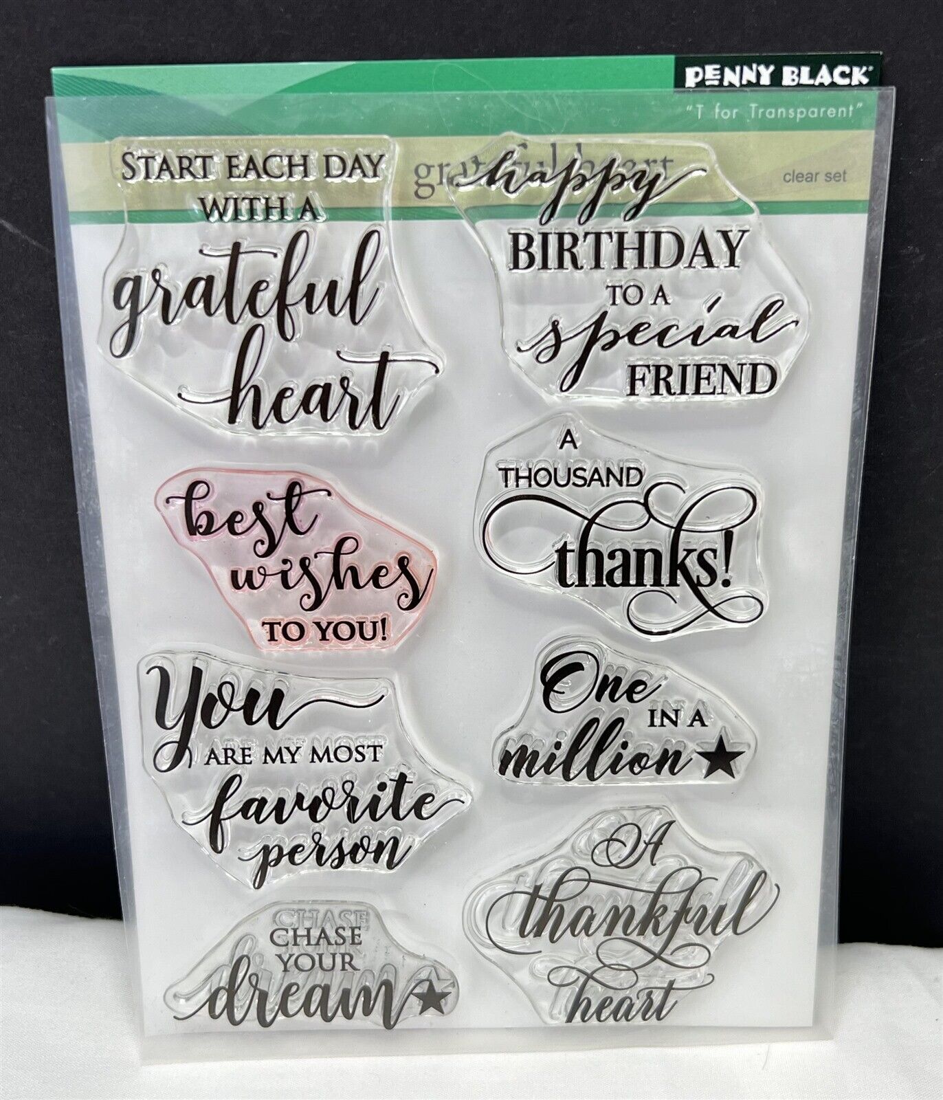 Penny Black GRATEFUL HEART Thanks Birthday Words Sayings Rubber Stamps Set