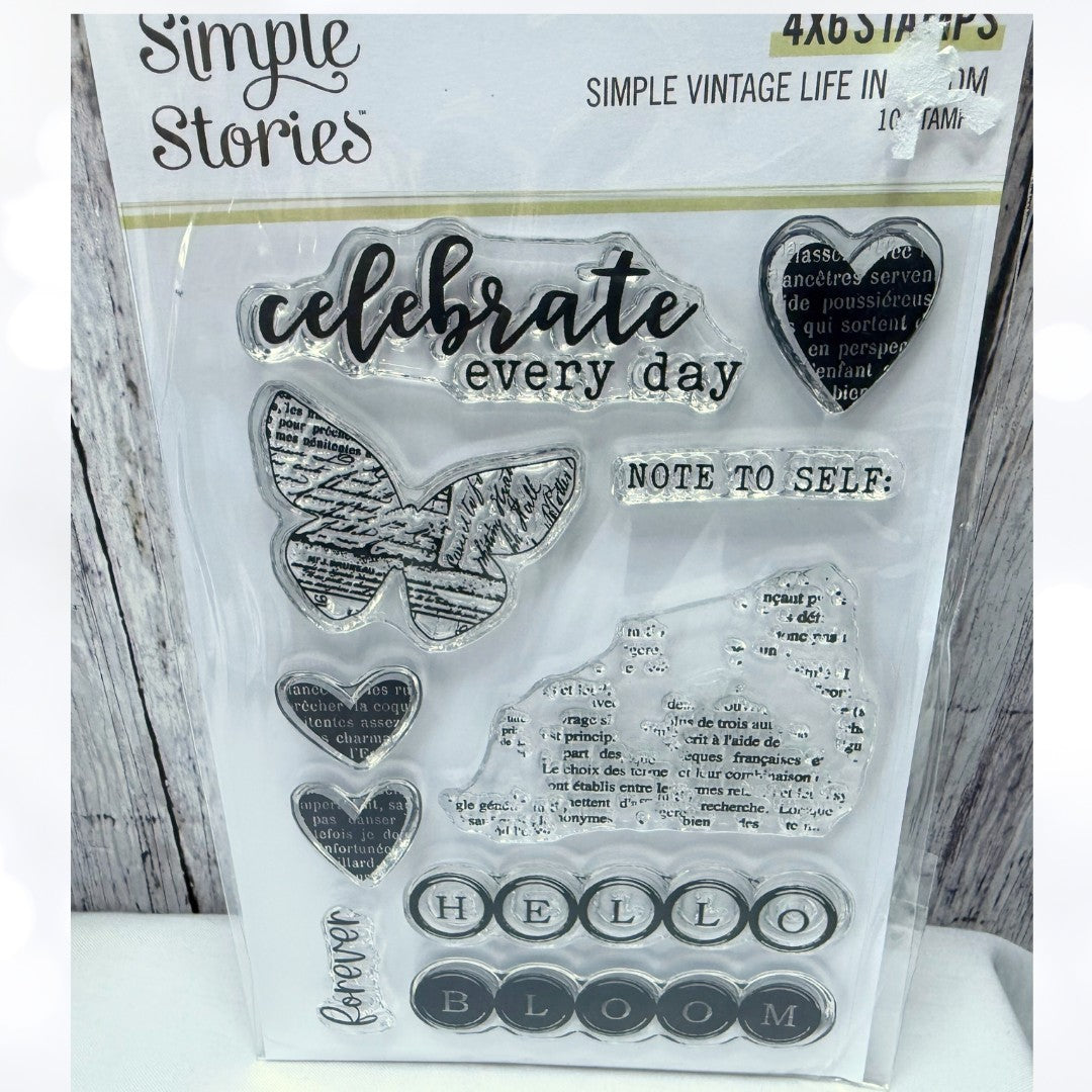 Simple Stories LIFE IN BLOOM Christmas Summer Planner Rubber Stamps Lot of 3