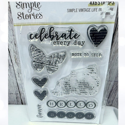 Simple Stories LIFE IN BLOOM Christmas Summer Planner Rubber Stamps Lot of 3