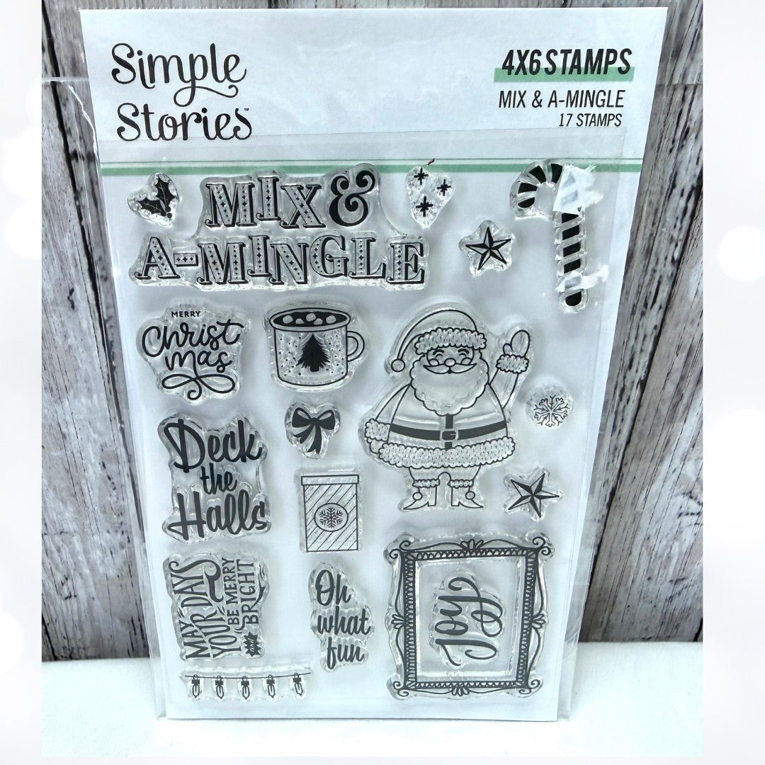 Pink & Main Simple Stories CHRISTMAS Snowflakes Mugs Rubber Stamps Lot of 3