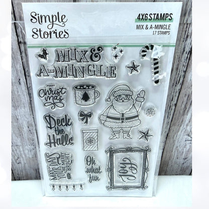 Pink & Main Simple Stories CHRISTMAS Snowflakes Mugs Rubber Stamps Lot of 3