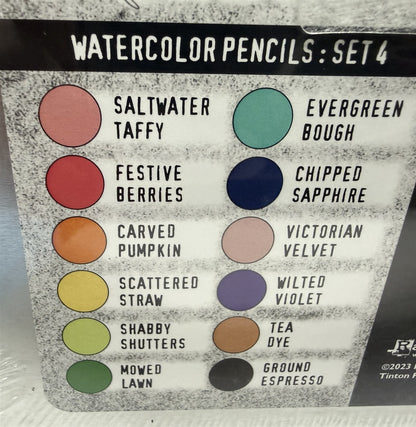 Tim Holtz Distress WATERCOLOR PENCILS Picket Fence Black & Set 4