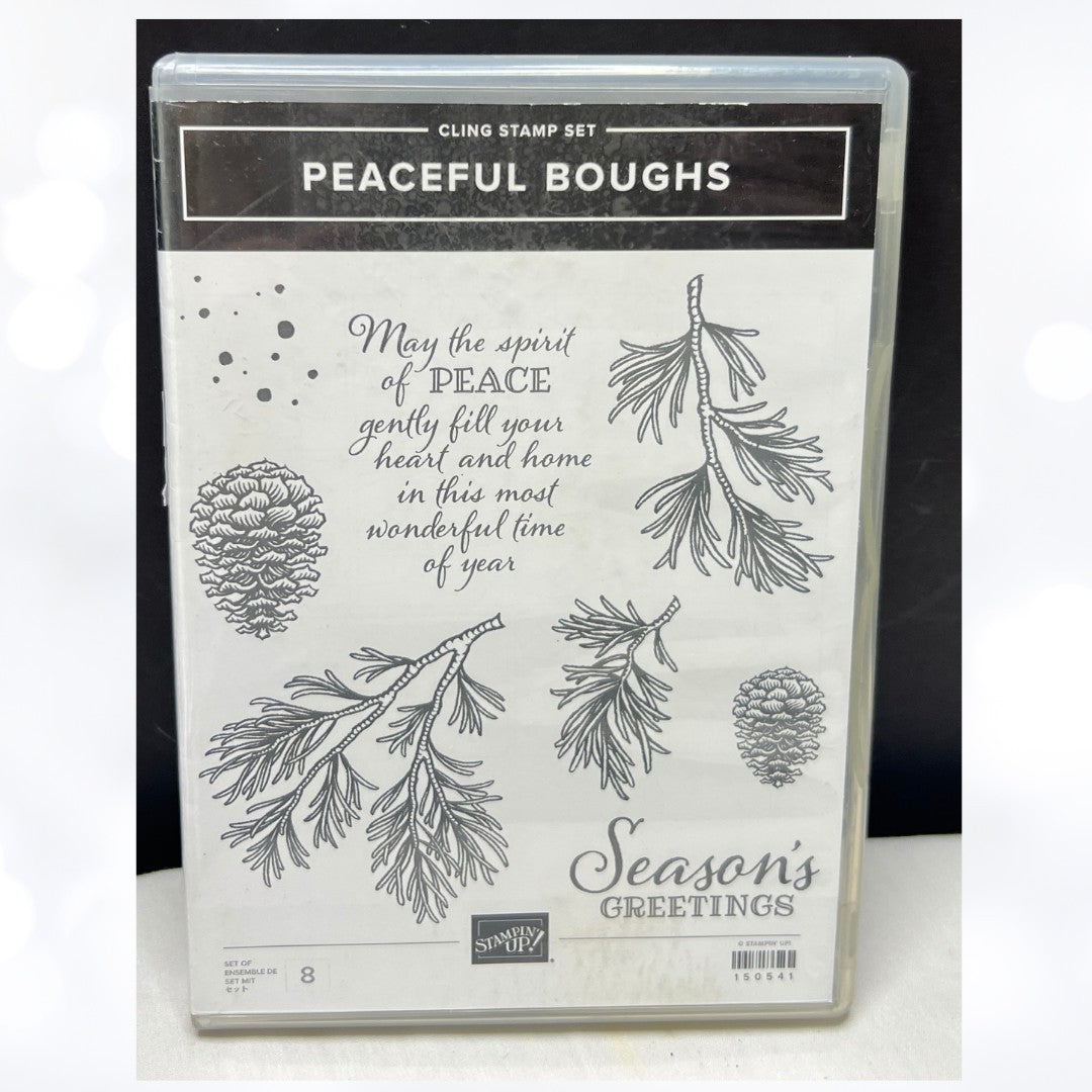 Stampin Up PEACEFUL BOUGHS Pine Branch Christmas Rubber Stamps