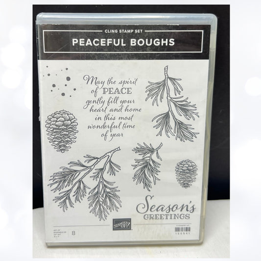 Stampin Up PEACEFUL BOUGHS Pine Branch Christmas Rubber Stamps