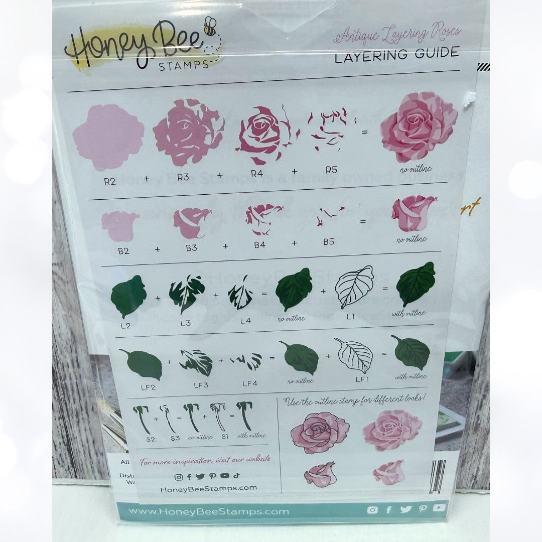 Honey Bee Stamps ANTIQUE LAYERING ROSES Flowers Floral Layering Rubber Stamps
