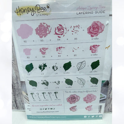 Honey Bee Stamps ANTIQUE LAYERING ROSES Flowers Floral Layering Rubber Stamps