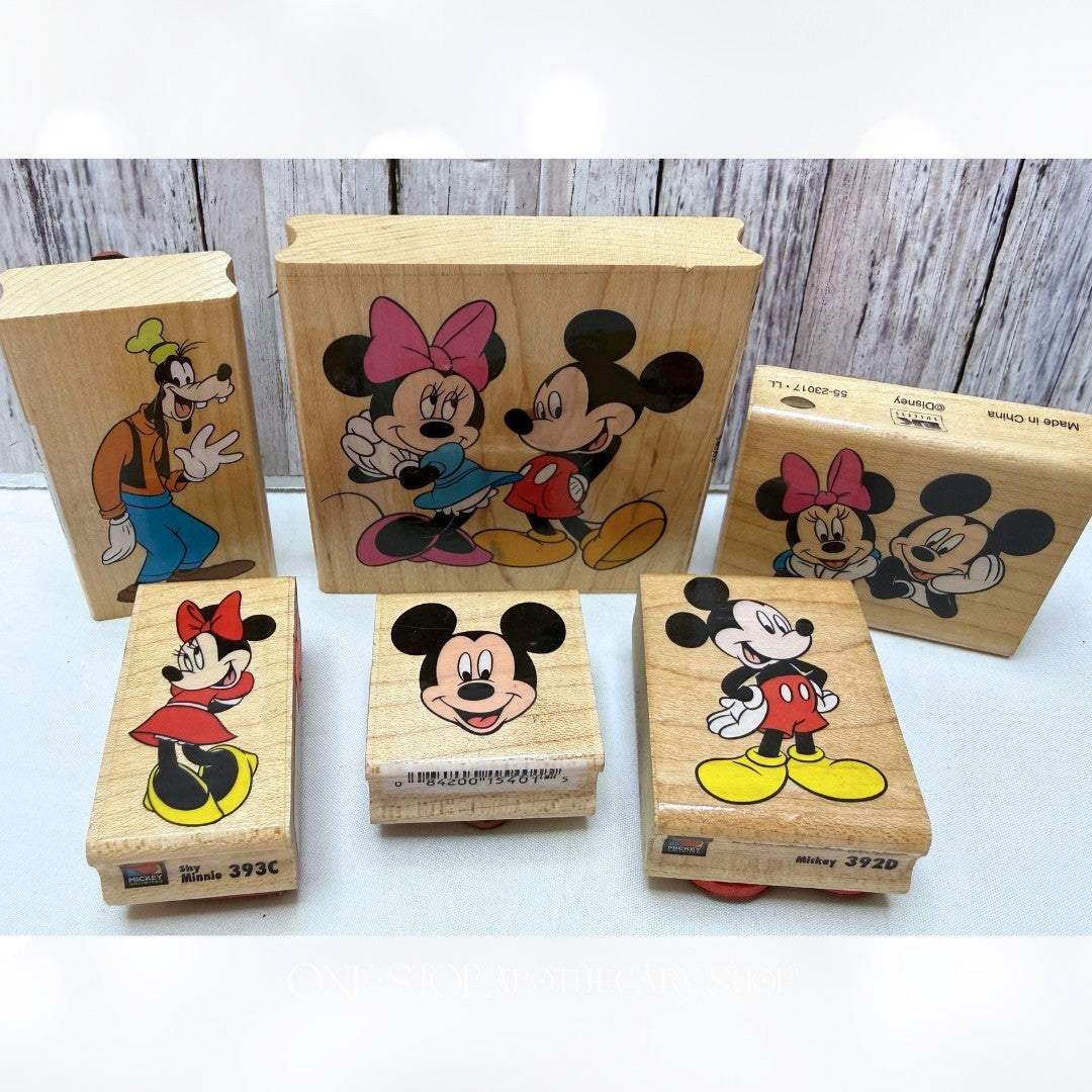 All Night Media MICKEY MOUSE Disney Minnie Goofy Rubber Stamps Lot of 6