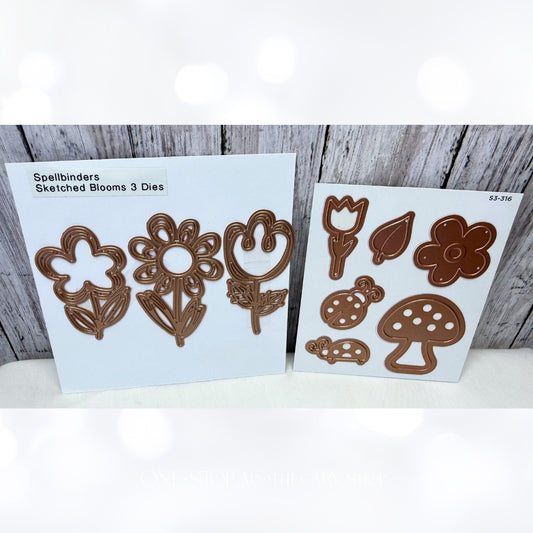 Spellbinders LADYBUG GARDEN Sketched Blooms Flowers Dies