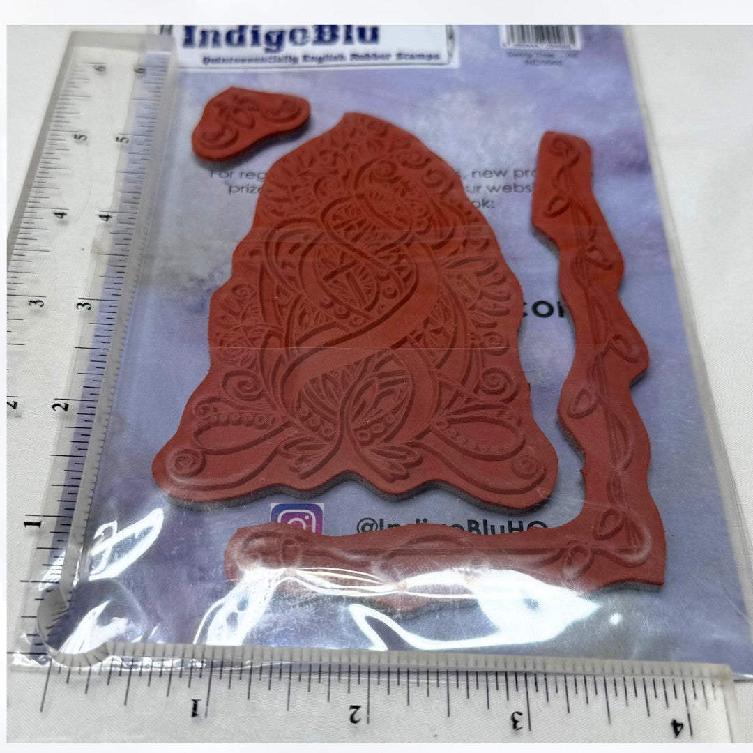 IndigoBlu INK SPLOTS Swirly Tree Mixed Media Cling Rubber Stamps Set of 2