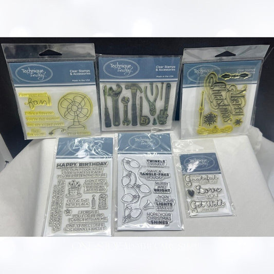 Technique Tuesday TOOLS Birthday Christmas Lights Rubber Stamps Lot of 5