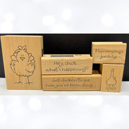 Inky Antics CHICKENS Ducks Farm Animals Sayings Funny Rubber Stamps Lot of 5