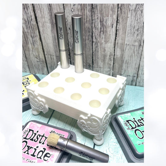 White Tim Holtz MINI BLENDING BRUSH Holder 3D Printed Organizer Storage