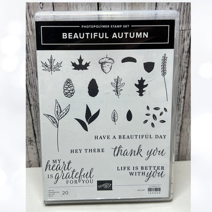 Stampin Up BEAUTIFUL AUTUMN Fall Leaves Rubber Stamps