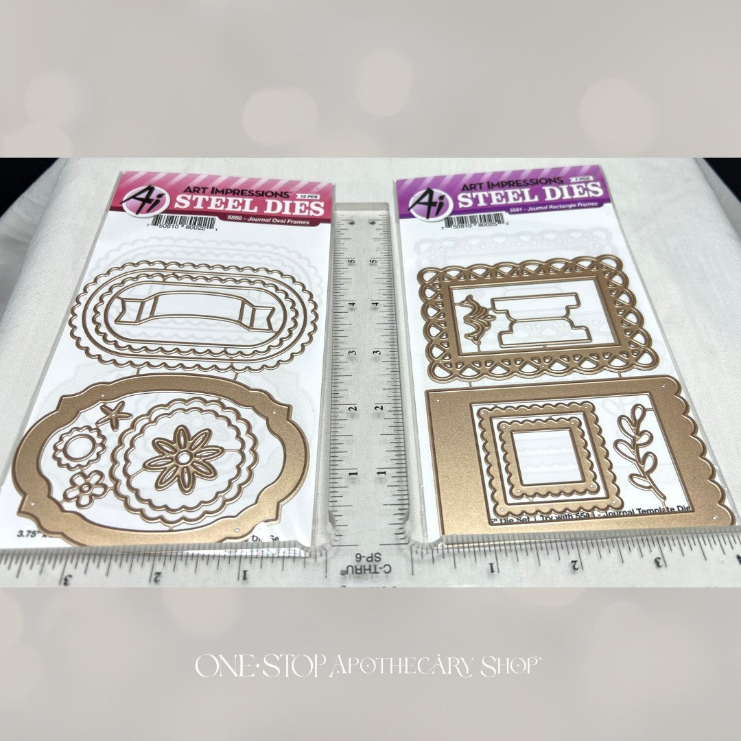 Art Impressions JOURNAL DIES Rectangle & Oval Frames Lot of 2