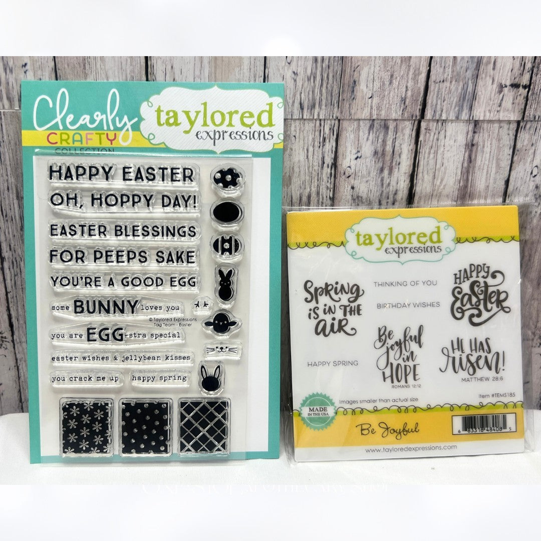 Taylored Expressions TAG TEAM EASTER Be Joyful Greetings Rubber Stamps