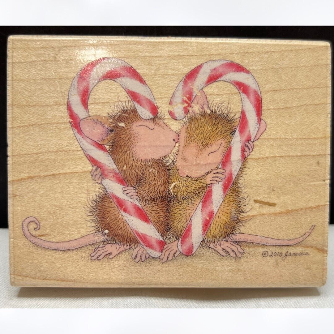 House Mouse CANDY GRAM Christmas Cane Mice Rubber Stamp