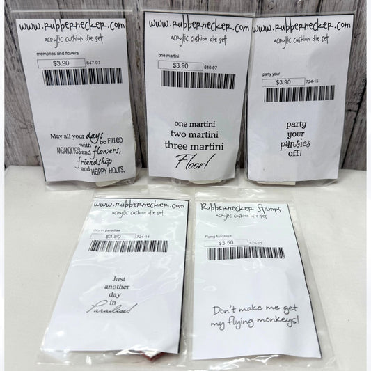 Rubbernecker FRIENDS Funny Drinks Happy Hour Rubber Stamps Lot of 5