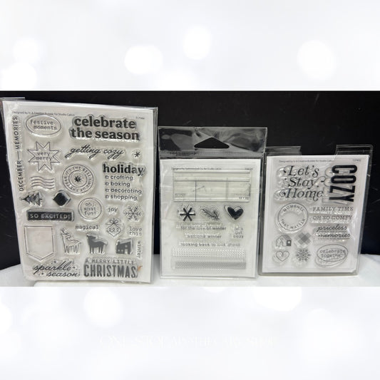 Studio Calico CHRISTMAS Cozy Holiday Planner Journal Rubber Stamps Lot of 3