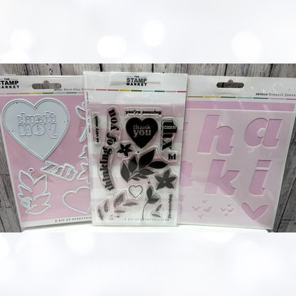 The Stamp Market A BIT OF EVERYTHING Hearts Floral Rubber Stamps Dies Stencil