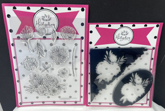 Hedgehog Hollow BOUNTIFUL BLOOMS Flowers Floral Rubber Stamps Lot of 2