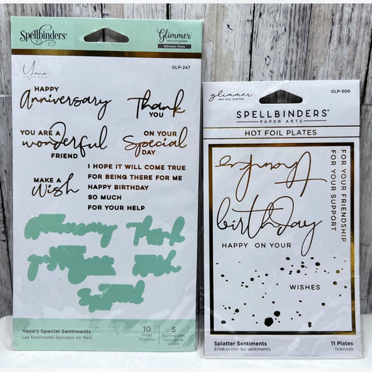 Spellbinders Glimmer YANA'S SPECIAL SENTIMENTS Splatter Greetings Hot Foil Plate