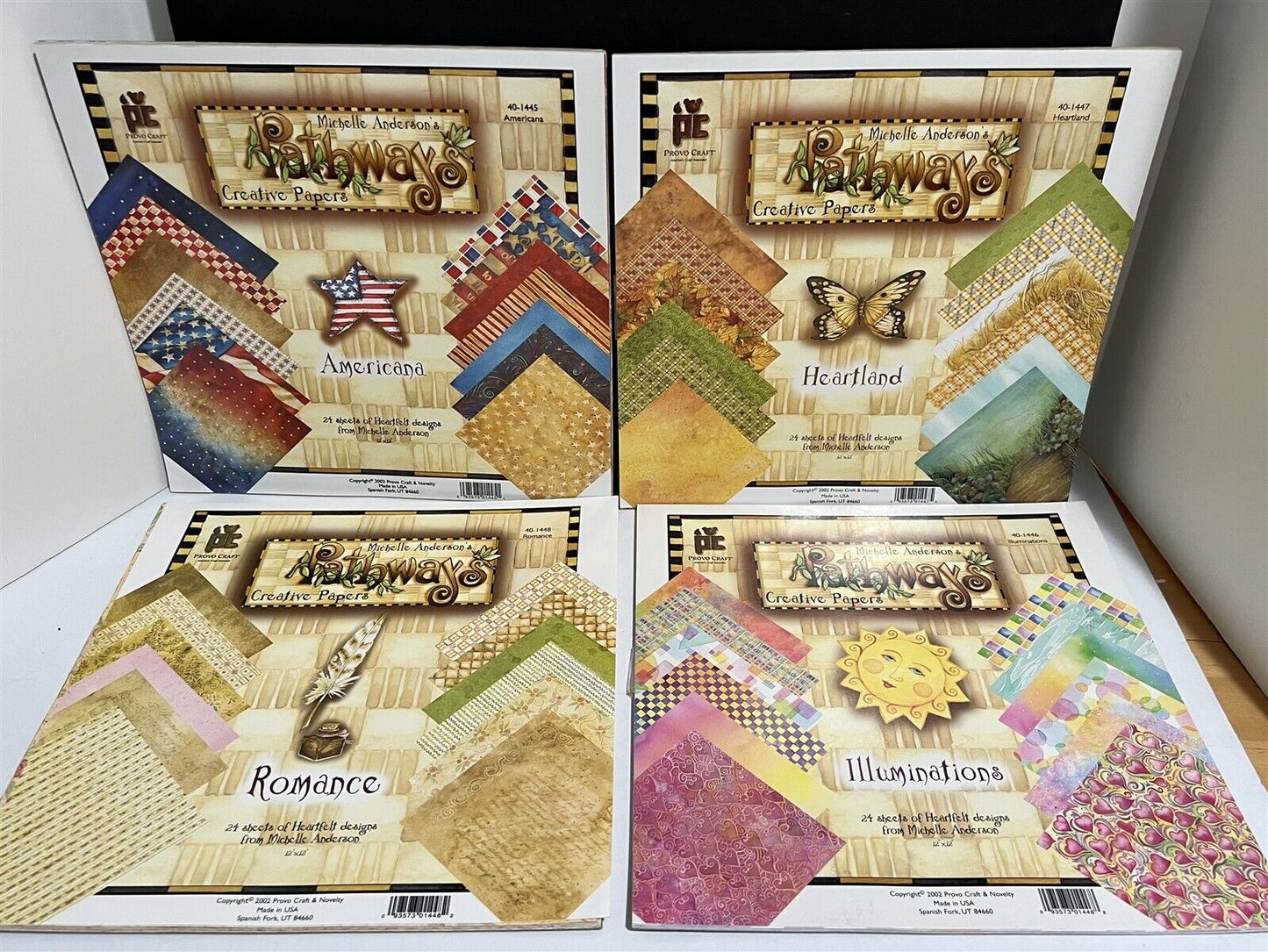 Provo Craft PATHWAYS Americana Heartland Romance Scrapbook 12x12 Paper Packs
