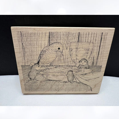 House Mouse SLURP N' CHIRP Bird Spaghetti Mice Food Rubber Stamp Rare