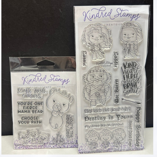 Kindred Stamps WILD & FREE Disney Princess Brave Merida Bear Hugs Rubber Stamps