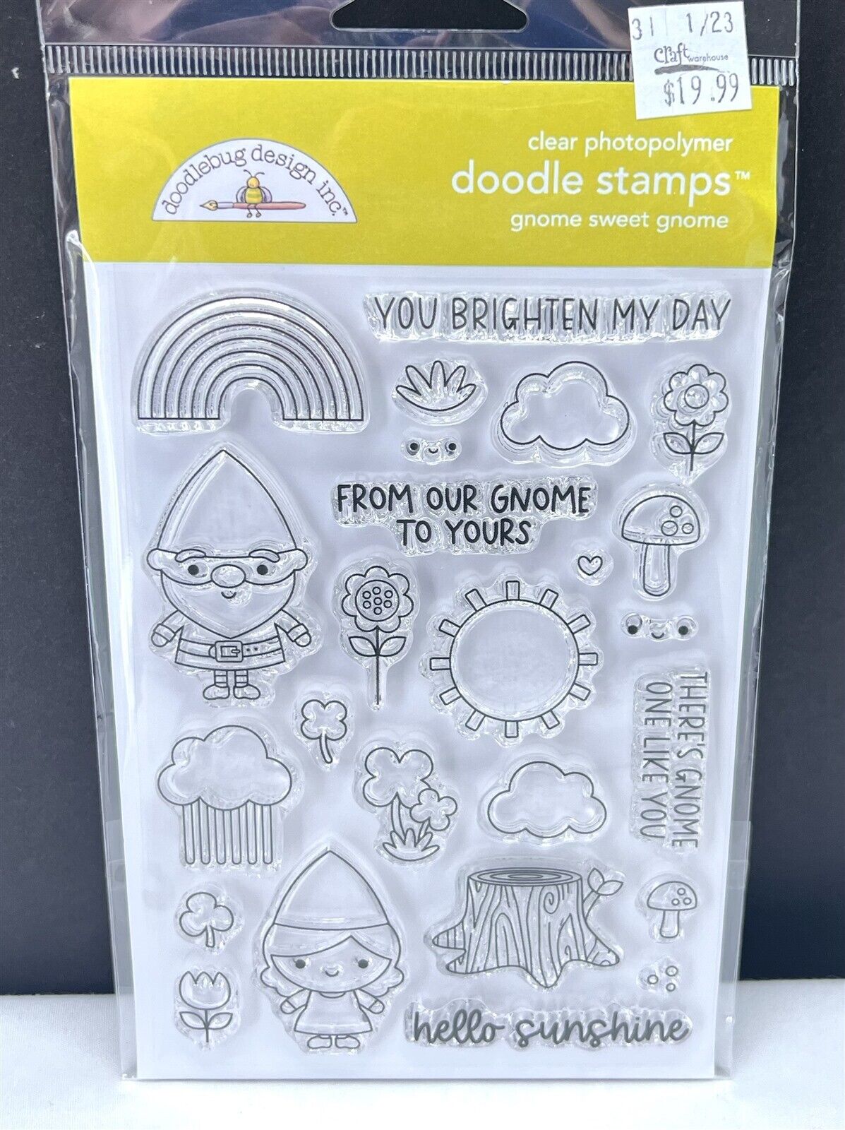 Doodlebug Designs GNOME SWEET GNOME Spring Mushroom Rubber Stamps Set