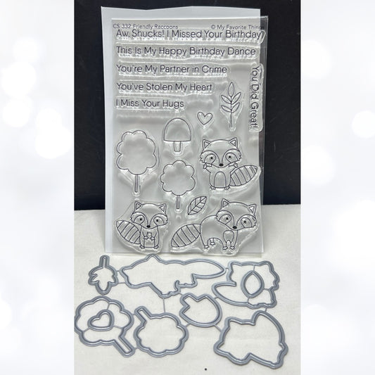 My Favorite Things FRIENDLY RACCOONS Rubber Stamps Dies