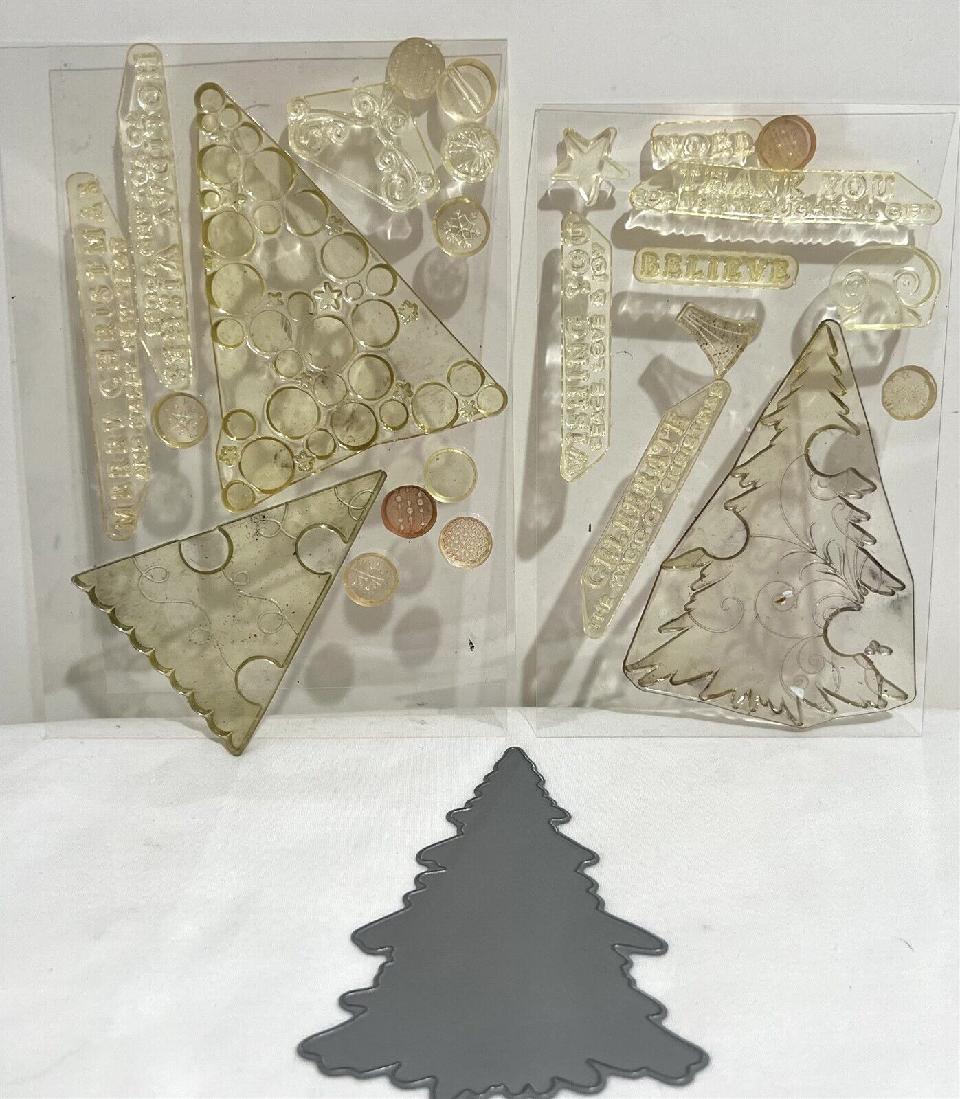 Papertrey Ink TREE TRIM TRIO Christmas Holiday Rubber Stamps Die