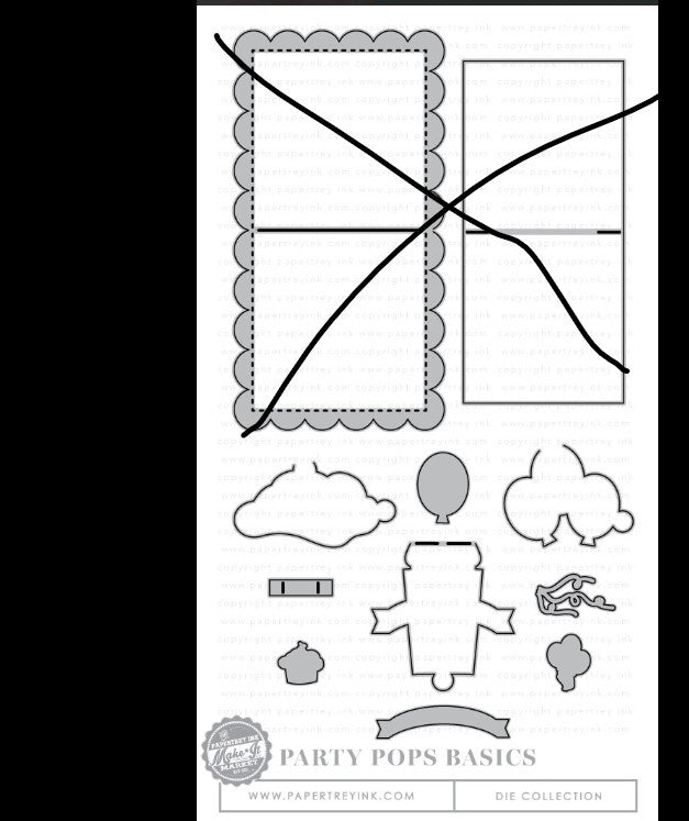 Papertrey Ink PARTY POPS Make It Market Birthday Rubber Stamps Dies Kit Rare