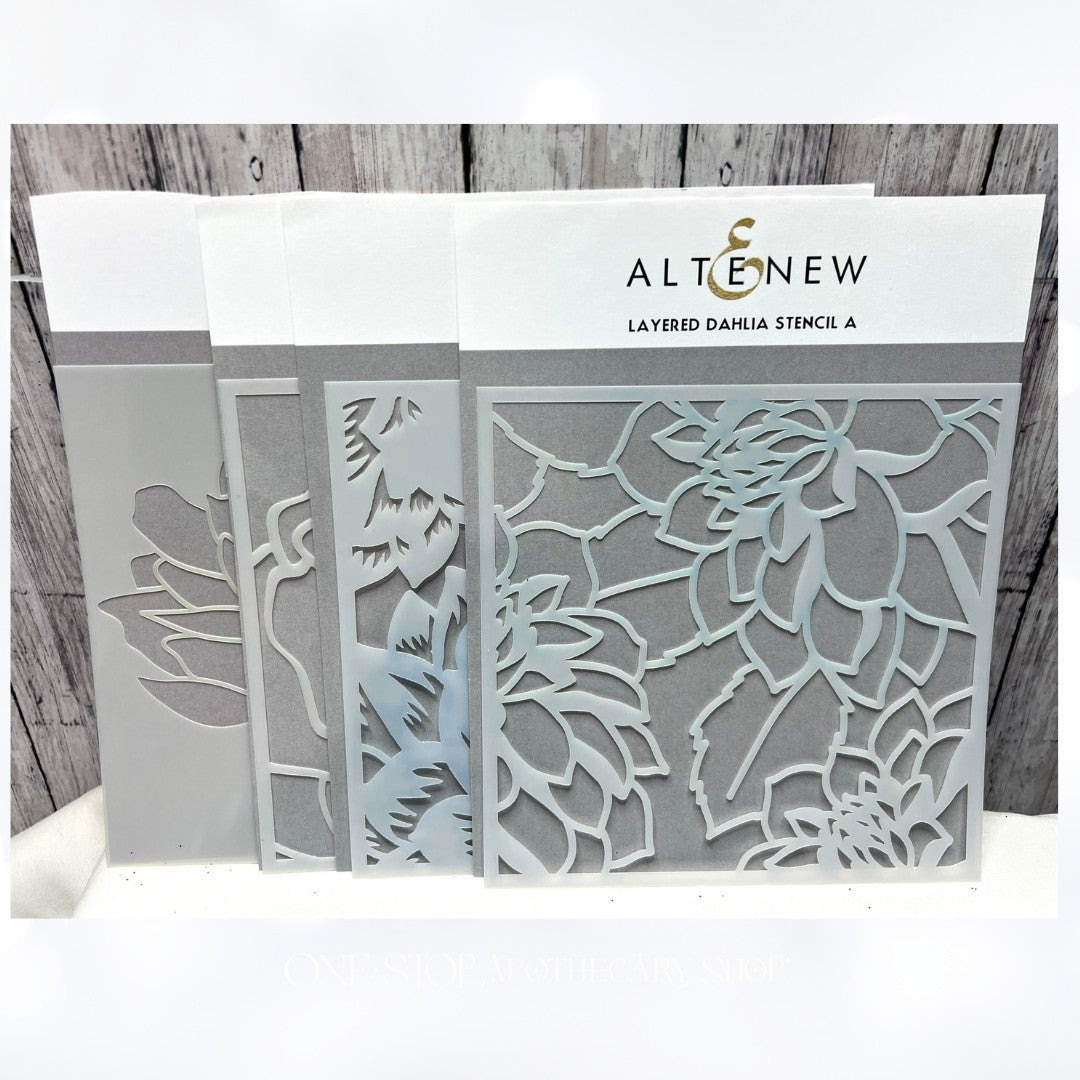 Altenew LAYERED DAHLIA Mega Blooms Rose Flowers 6x6 Stencils 