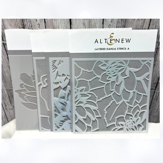 Altenew LAYERED DAHLIA Mega Blooms Rose Flowers 6x6 Stencils 