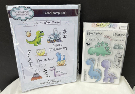 Creative Expressions DINOSAUR Friends Prehistoric Birthday Rubber Stamps Lot