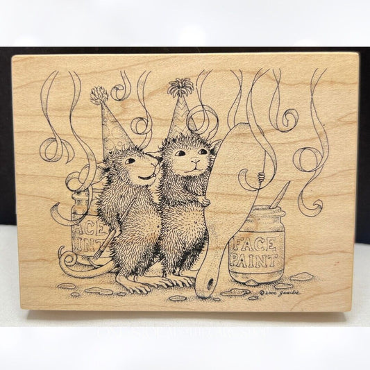 House Mouse FACE PAINTERS Birthday Party Mice Rubber Stamp