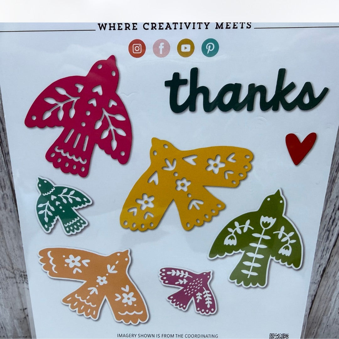 Concord & 9th FEATHERED FRIENDS Birds Turnabout Rubber Stamps Dies