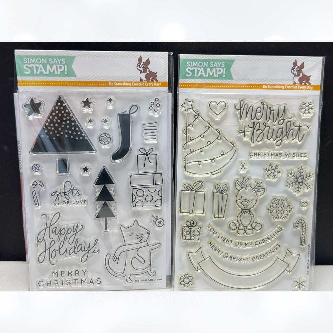 Simon Says Stamp MERRY & BRIGHT Christmas Reindeer Tree Rubber Stamps