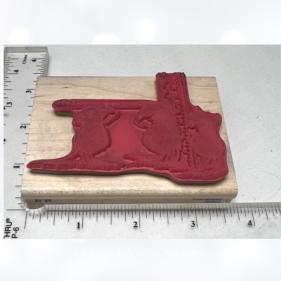 House Mouse RULER & PENCIL School Mice Rubber Stamp