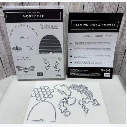 Stampin Up HONEY BEE Hive Detailed Bee Rubber Stamps Dies