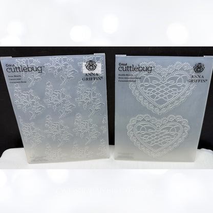 Anna Griffin VALENTINES DAY Rose Hearts Love Embossing Folders Set of 3