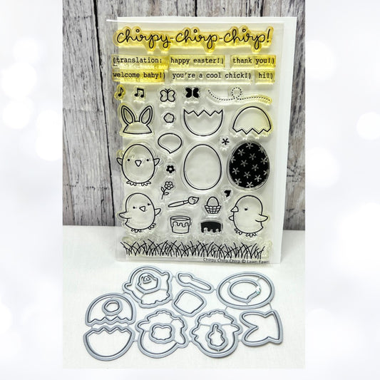 Lawn Fawn CHIRPY CHIRP CHIRP Easter Eggs Chicks Rubber Stamps Dies