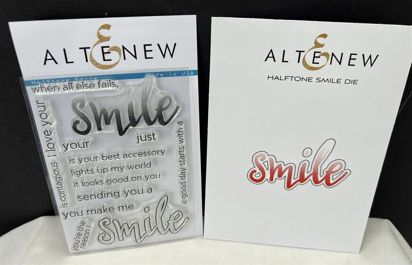 Altenew HALFTONE SMILE Greetings Sentiments Rubber Stamps Die