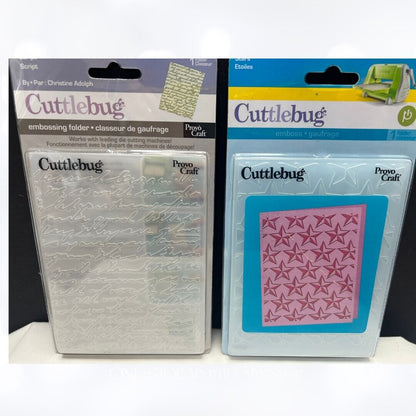 Cuttlebug EMBOSSING FOLDERS Script Stars Arrows Lot of 4